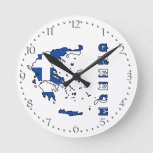 Flag in Map of Greece Round Clock