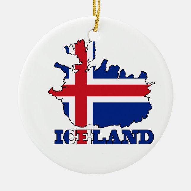 Flag in Map of Iceland Ceramic Ornament (Front)