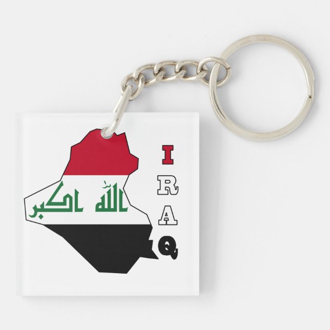 Flag in Map of Iraq Keychain (Back)