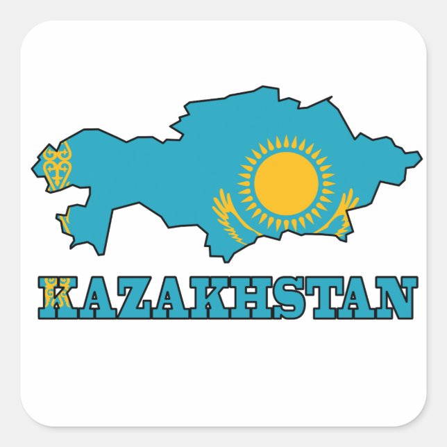 Flag in Map of Kazakhstan Square Sticker (Front)