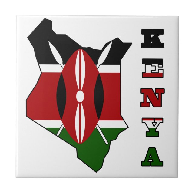 Flag in Map of Kenya Tile (Front)