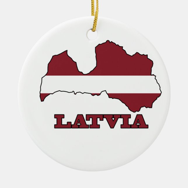 Flag in Map of Latvia Ceramic Ornament (Front)