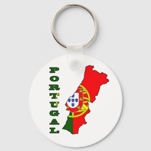 Flag in Map of Portugal Keychain