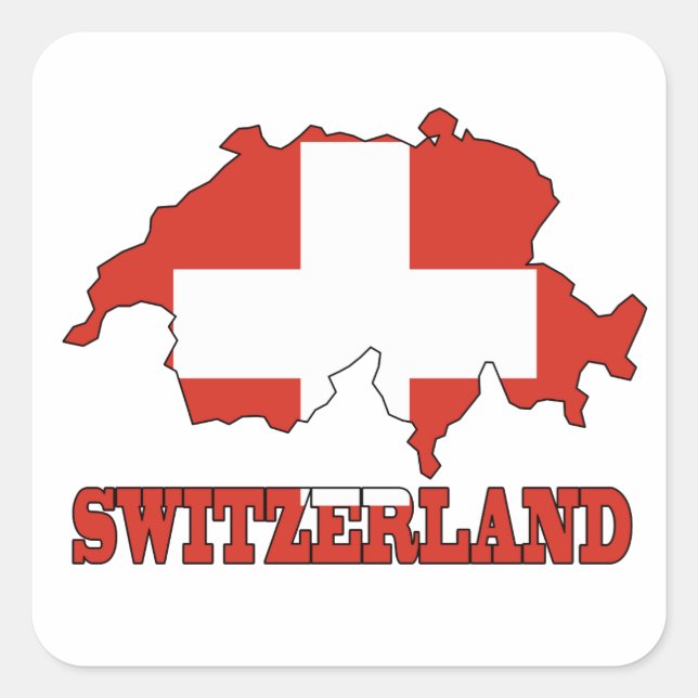 Flag in Map of Switzerland Square Sticker (Front)