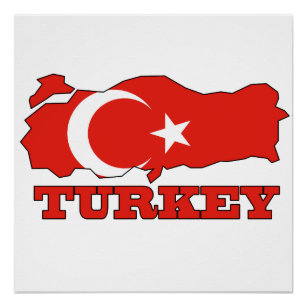 Flag in Map of Turkey Poster