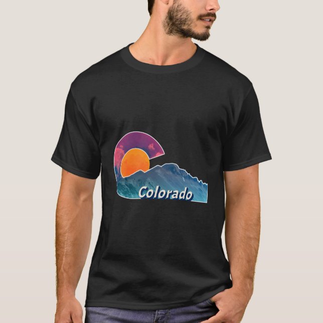Flag Inspired Longs Peak Colorado T-Shirt (Front)