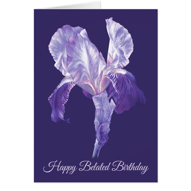 Flag Iris flower art purple belated birthday (Front)