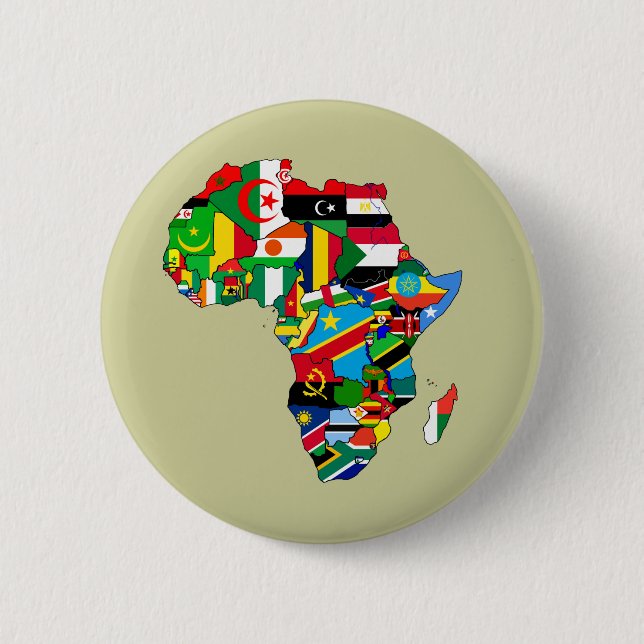 Flag Map of Africa Flags - African Culture Gift 2 Inch Round Button (Front)