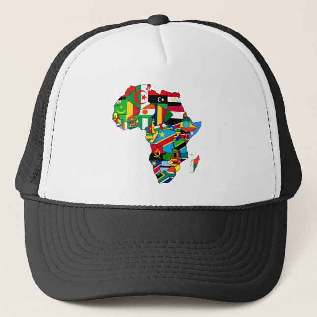 Flag Map of Africa Flags - African Culture Gift Trucker Hat (Front)