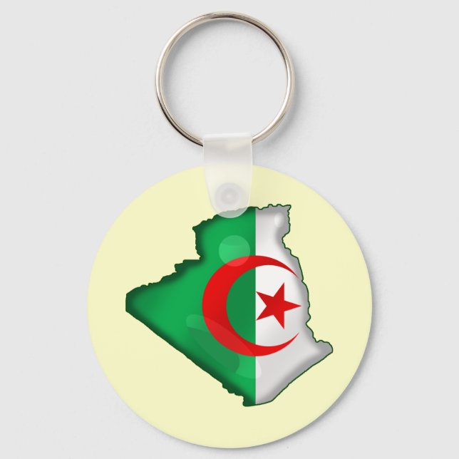 Flag Map of Algeria for Algerians worldwide Keychain (Front)
