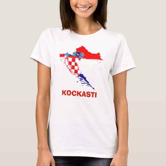 Flag Map of Coratia Kockasti T-Shirt (Front)