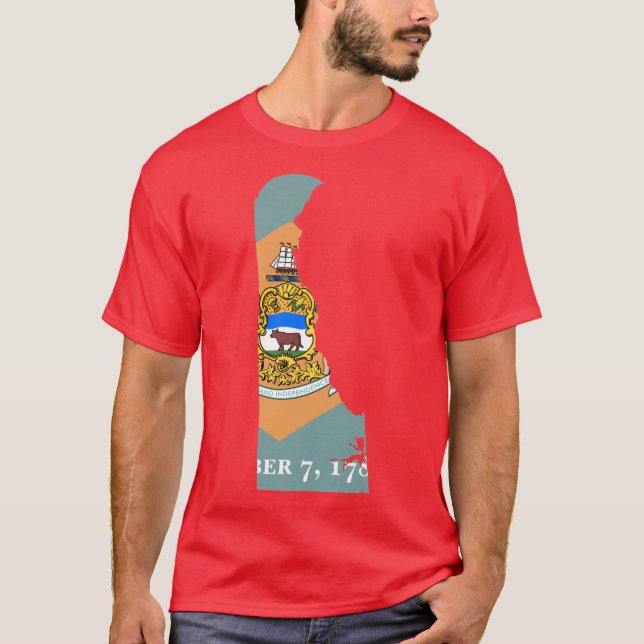 Flag Map of Delaware T-Shirt (Front)