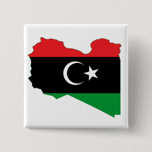 Flag-map of Kingdom of Libya 2 Inch Square Button (Front)