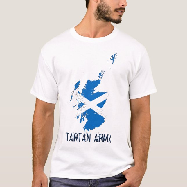 Flag Map of Scotland Tartan Army T-Shirt  (Front)