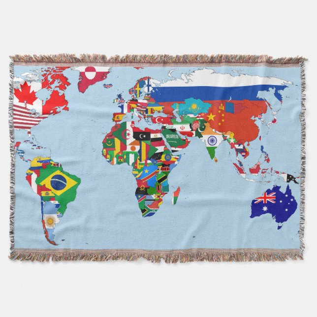 Flag Map of the World 2 Throw Blanket (Front)