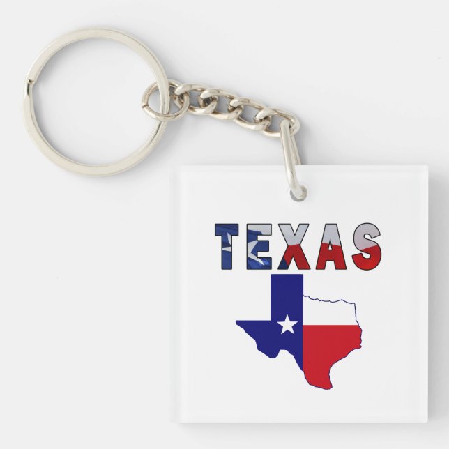 Flag Map With Texas Keychain (Front)