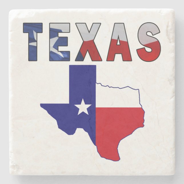 Flag Map With Texas Stone Coaster (Front)
