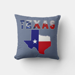 Flag Map With Texas Throw Pillow