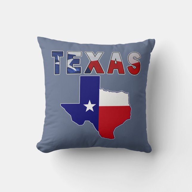 Flag Map With Texas Throw Pillow (Front)
