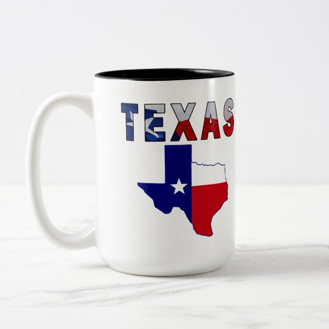 Flag Map With Texas Two-Tone Coffee Mug (Left)