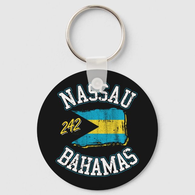 Flag Nassau Bahamas Vacation Bahamas Cruise Keychain (Front)