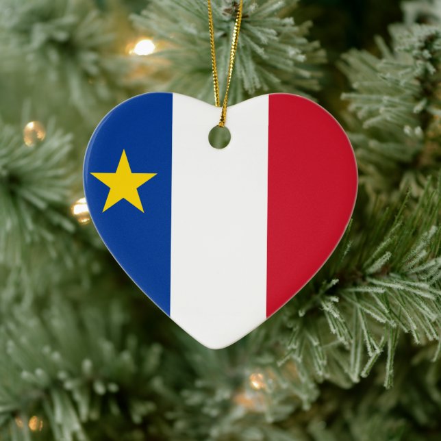 Flag of Acadia Ceramic Ornament (Tree)