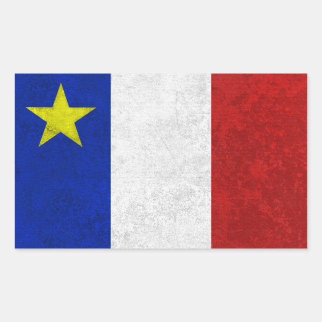 Flag of Acadia Distressed Grunge Sticker (Front)
