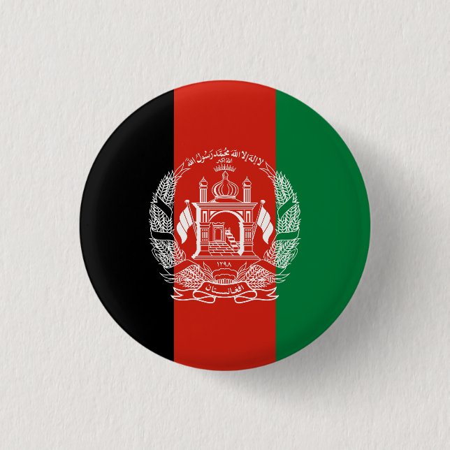 Flag of Afghanistan 1 Inch Round Button (Front)