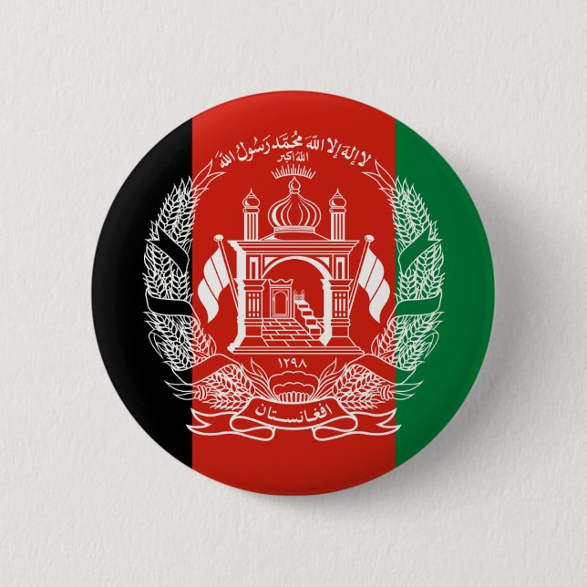 Flag of Afghanistan - 2013 adoption 2 Inch Round Button (Front)