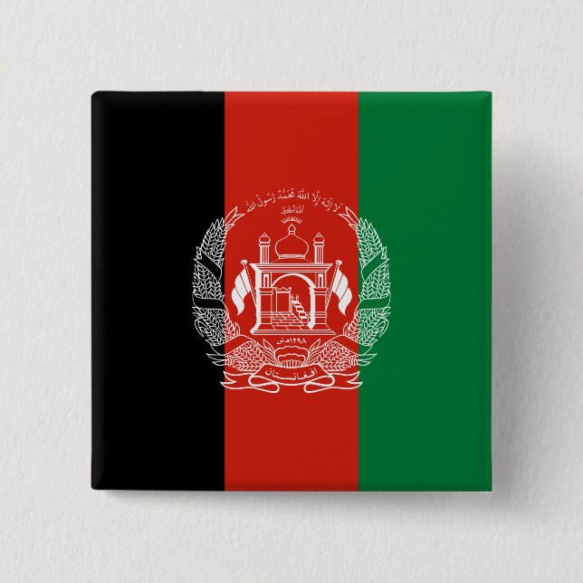 Flag of Afghanistan 2 Inch Square Button (Front)