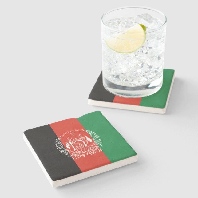 Flag of Afghanistan Stone Coaster (Side)