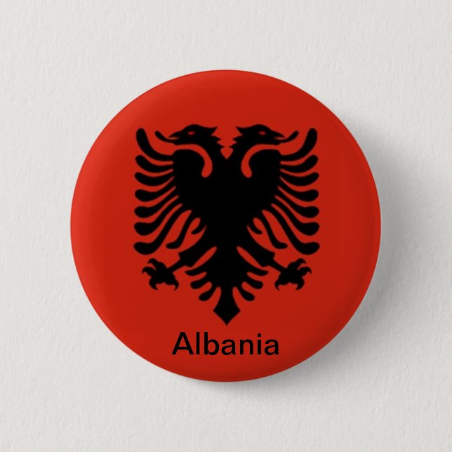 Flag of Albania 2 Inch Round Button (Front)