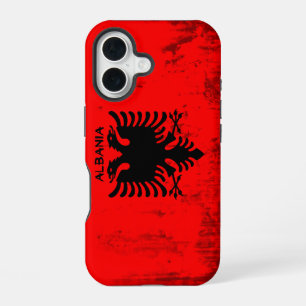 Flag of Albania "Grunge" Look iPhone 16 Case