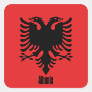 Flag of Albania, labelled, Square Sticker