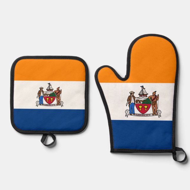 Flag of Albany, New York Oven Mitt & Pot Holder Set (Front)
