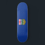 Flag of Alberta Skateboard<br><div class="desc">This design features the flag of the Canadian province of Alberta. It was first adopted in 1968, and it features the provincial shield of arms in the centre of an ultramarine blue background. Alberta is bordered by the provinces of British Columbia to the west, the Northwest Territories to the north,...</div>