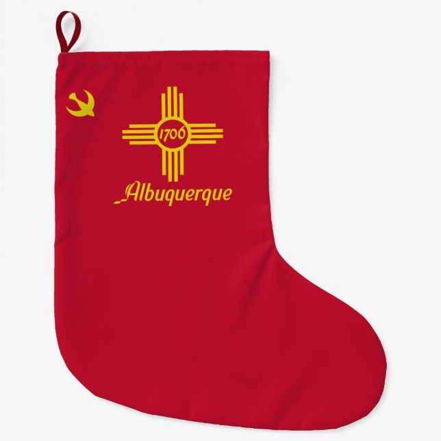 Flag of Albuquerque (New Mexico) Large Christmas Stocking (Front)