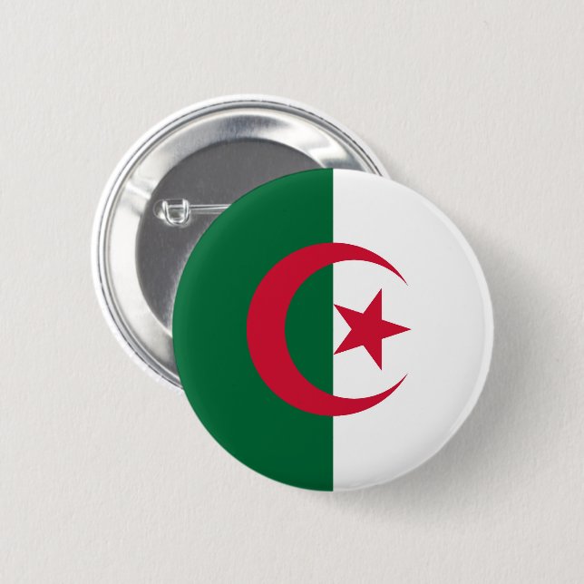 Flag of Algeria  2 Inch Round Button (Front & Back)