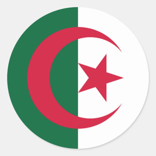 Flag of Algeria Laptop Sleeve Classic Round Sticker (Front)