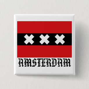 Flag of Amsterdam 2 Inch Square Button
