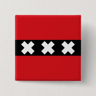 Flag of Amsterdam, Netherlands 2 Inch Square Button
