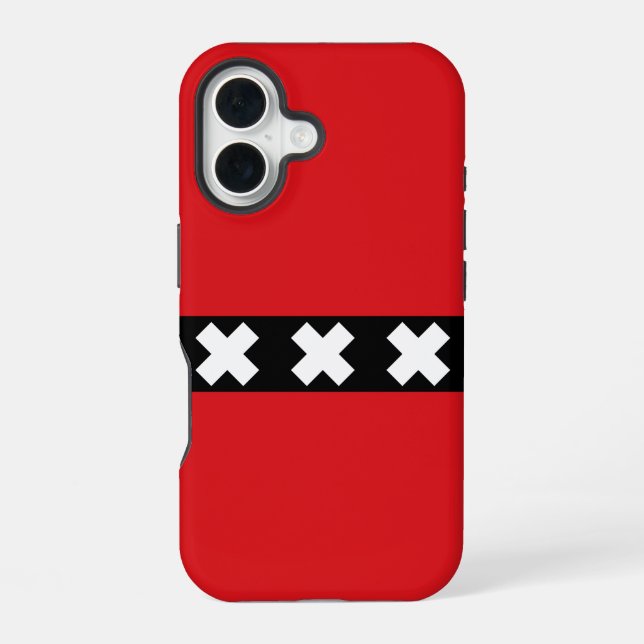 Flag of Amsterdam, Netherlands iPhone 16 Case (Back)