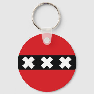 Flag of Amsterdam, Netherlands Keychain