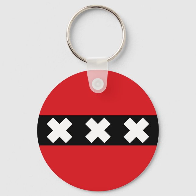 Flag of Amsterdam, Netherlands Keychain (Front)