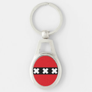 Flag of Amsterdam, Netherlands Keychain