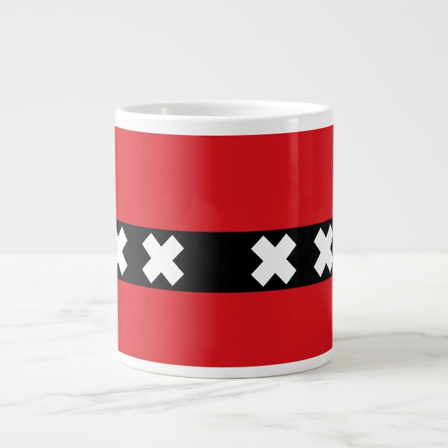 Flag of Amsterdam, Netherlands Large Coffee Mug (Front)