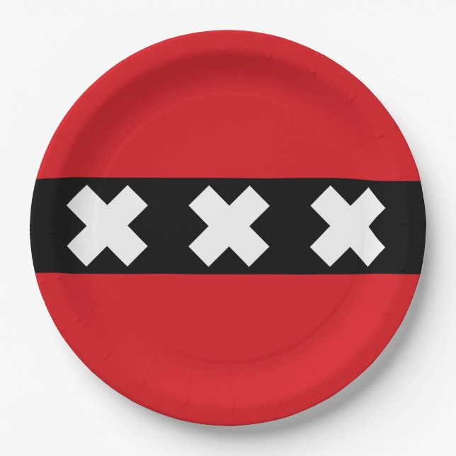Flag of Amsterdam Paper Plate (Front)