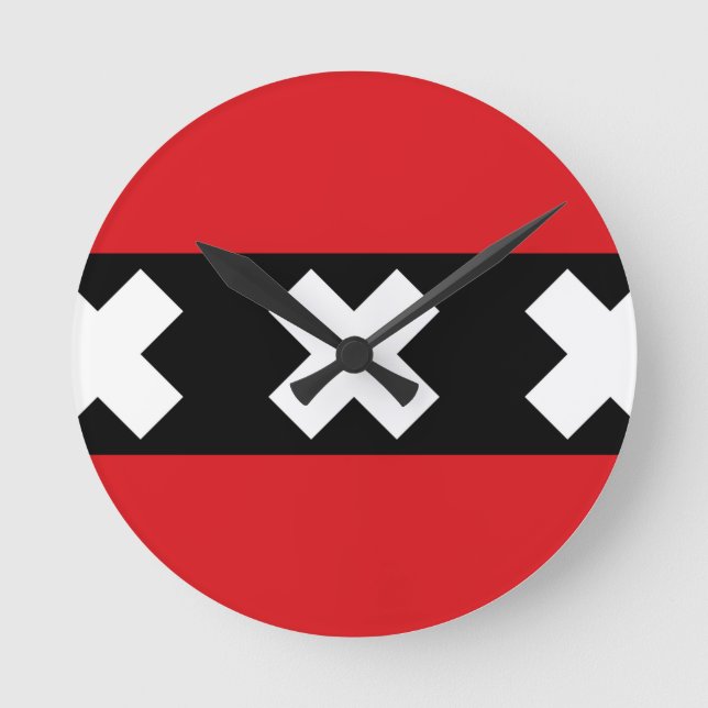 Flag of Amsterdam Round Clock (Front)