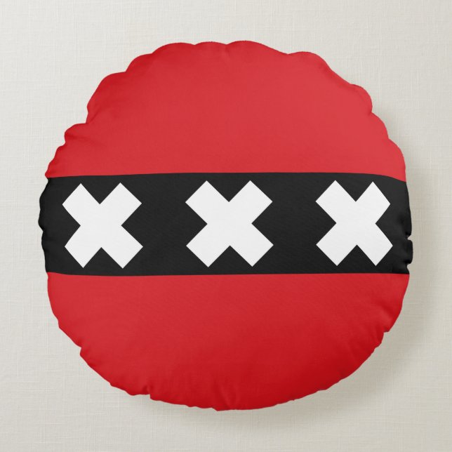 Flag of Amsterdam Round Pillow (Front)