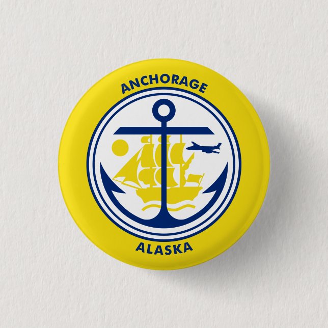 Flag of Anchorage, Alaska 1 Inch Round Button (Front)